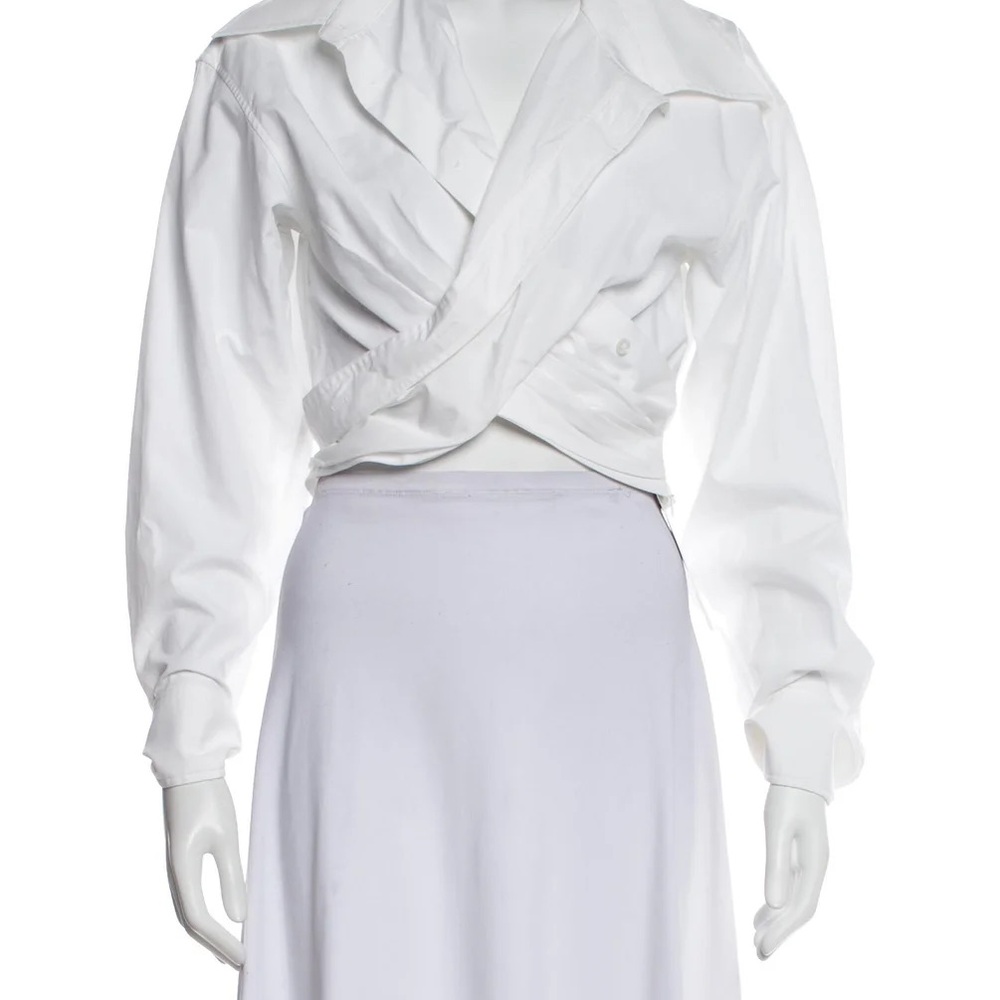 Alexanderwang.T V-Neck Long Sleeve Crop Top